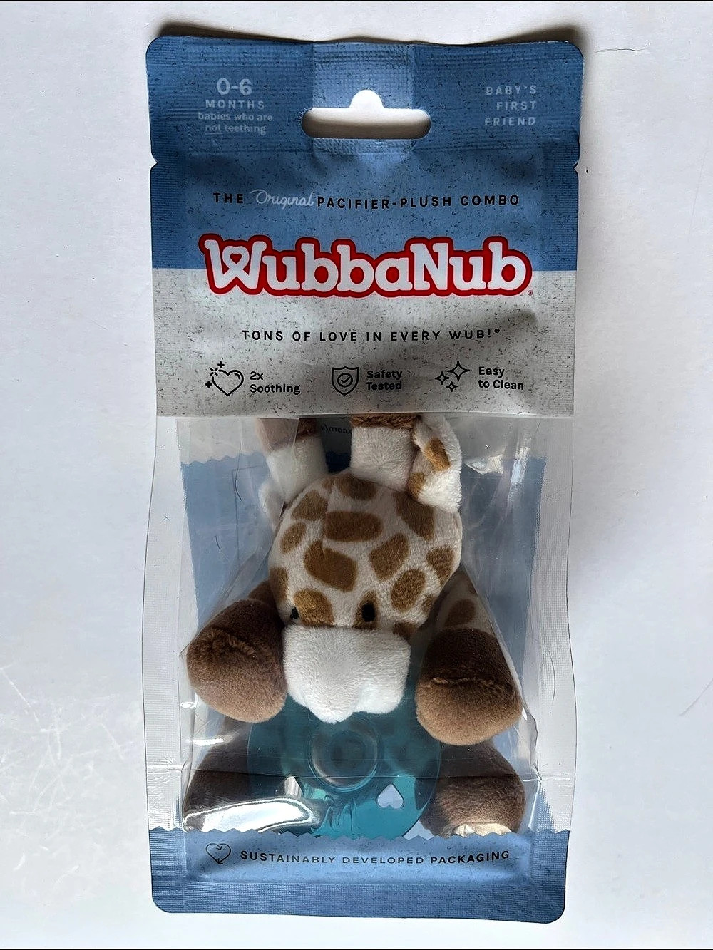 WubbaNub Giraffe Pacifier Plush Combo Brown & White Baby 0-6 Months